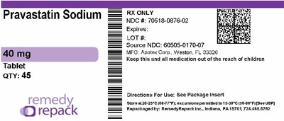 Pravastatin Sodium  40mg 70518 0876 02